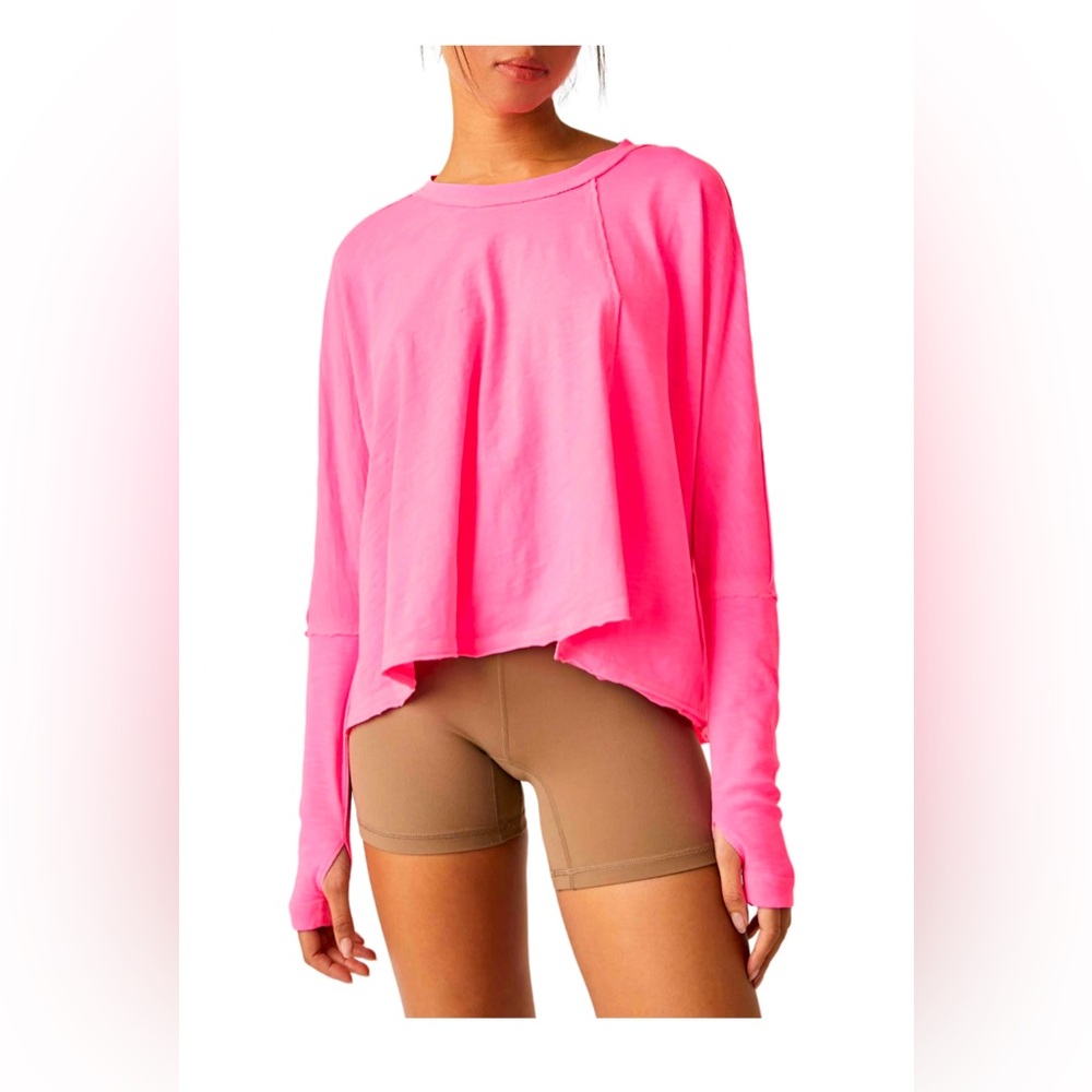 FP Movement 10 laps asymmetric long sleeve top- XS hot pink